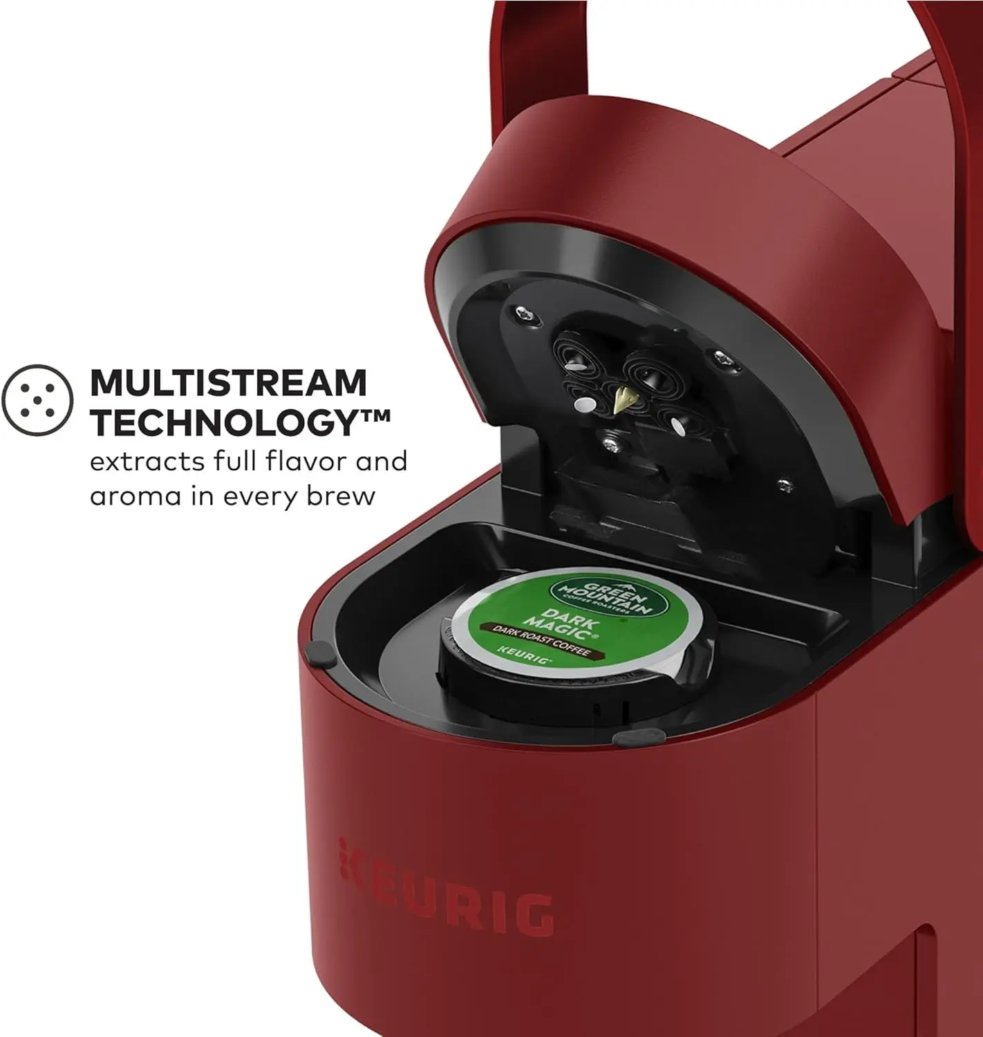 ماكينة صنع القهوة K- Slim Single Service K-Cup Pod، مع 3 أحجام مشروب، تقنية متعددة الأشواط، خزان قابل للإزالة 46 أونصة، أحمر قرمزي