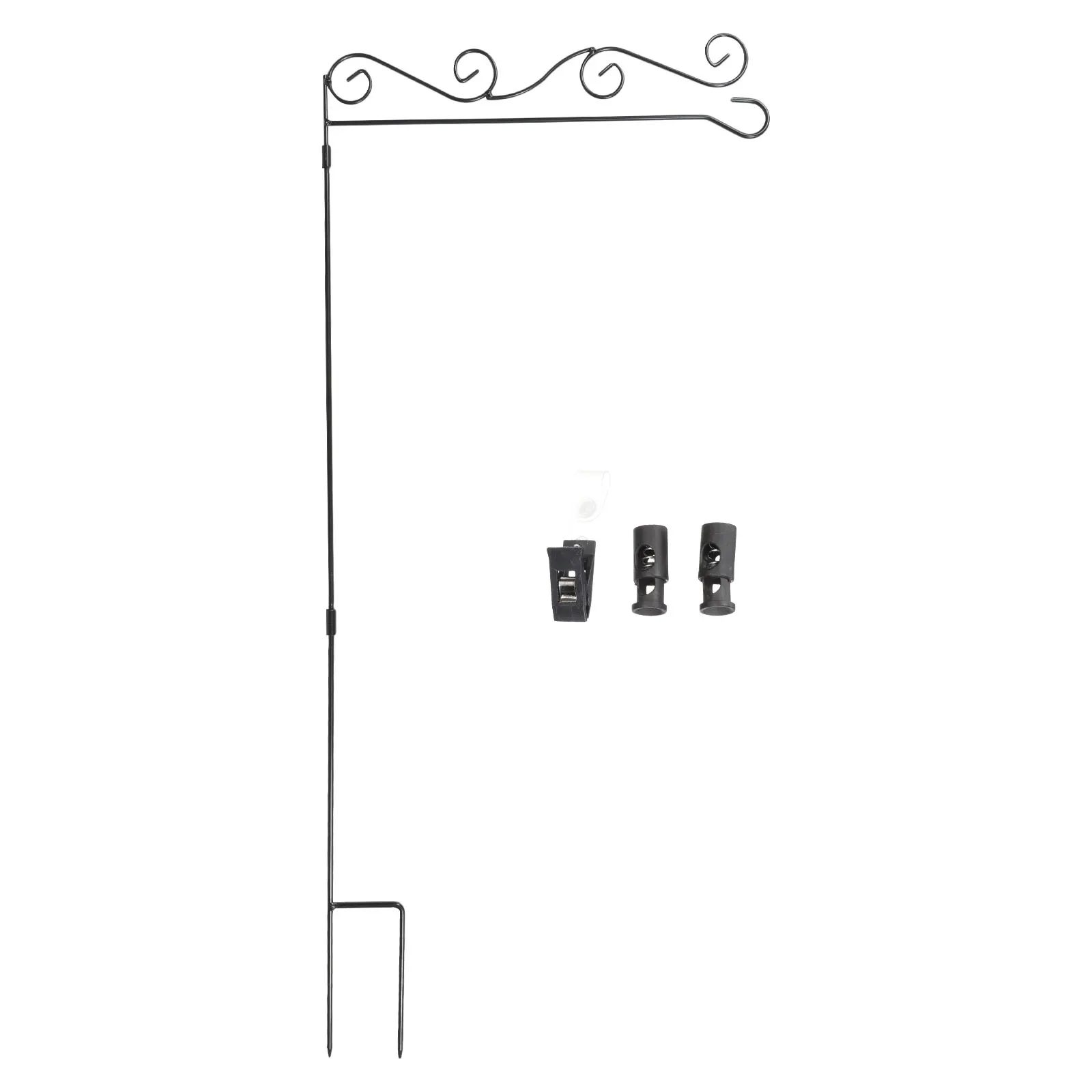 

Garden Flag Pole Durable Wrought Iron Yard Stand for Small Flags Holiday Decor Easy Install Sturdy Outdoor Holder
