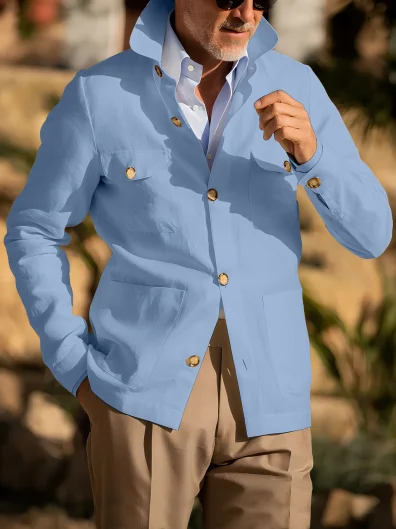 Spring Autumn New Men's Fashion Stand Collar Long Sleeve Jacket Casual Outerwear for Strolling