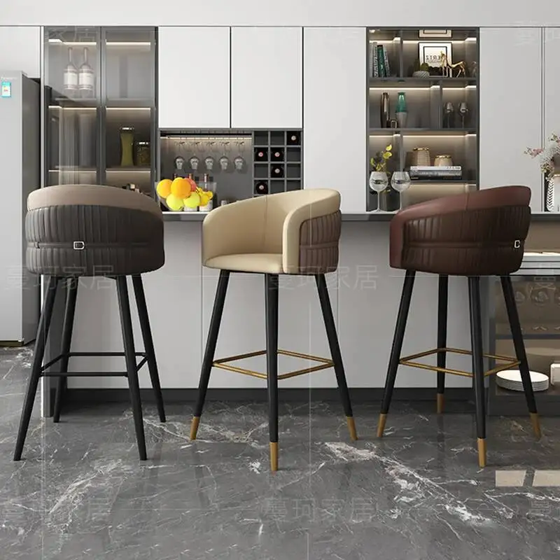 เก้าอี้บาร์เหล็ก สไตล์มินิมอล พร้อมที่วางแขน สำหรับร้านตัดผม ร้านเสริมสวย เก้าอี้บาร์คุณภาพสูง เก้าอี้บาร์สำหรับครัว เฟอร์นิเจอร์หรูหรา