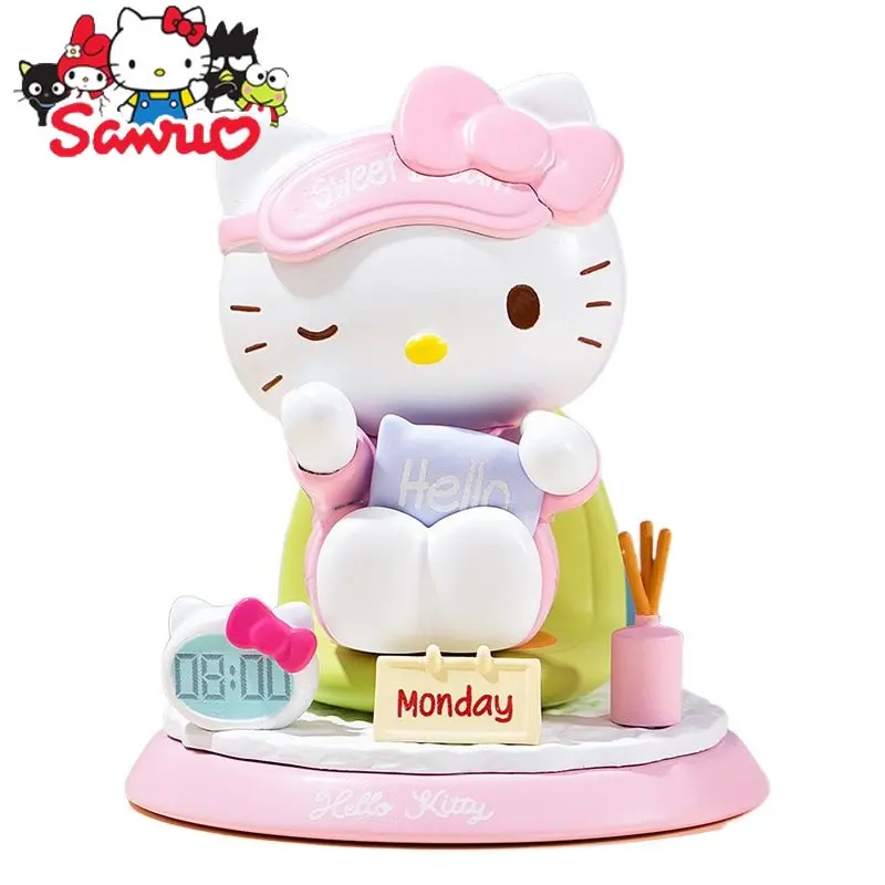 MINISO Cute Hello Kitty Anime Girl Box Handmade Desktop Ornament Doll Pendant Toy Lovely Cartoon Buckle Accessories Decors