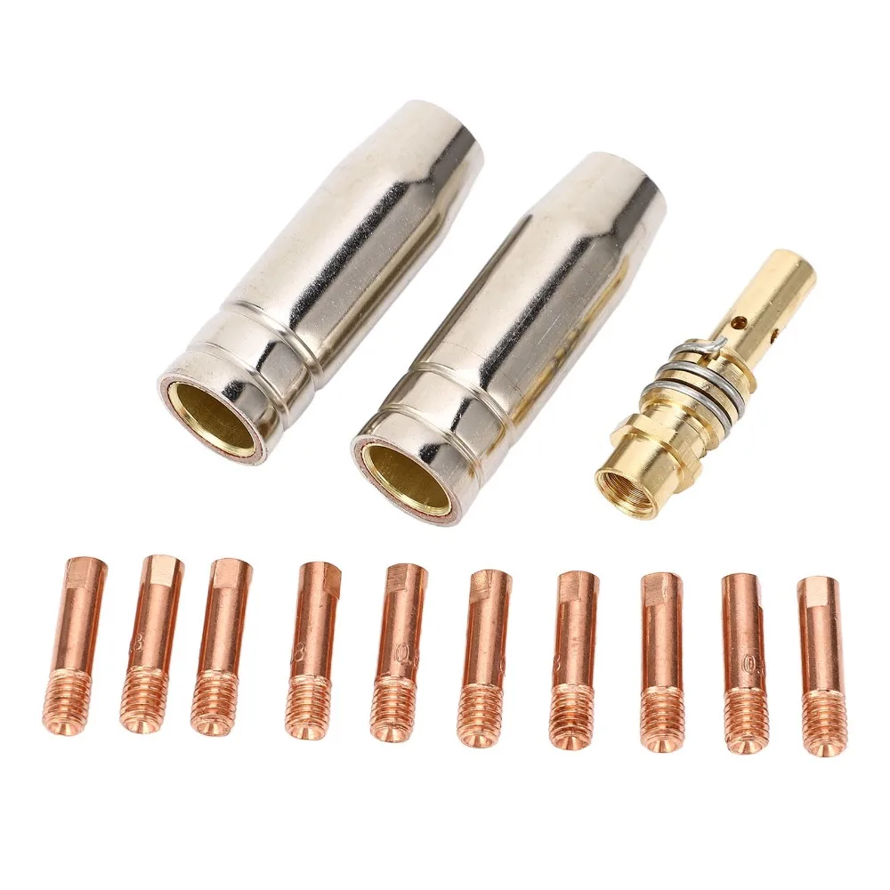 Red Copper Material Welding Contact Tip Nozzle Gas Nozzle Included 0.8mm Tip Size Welding Torch Accessories Kit