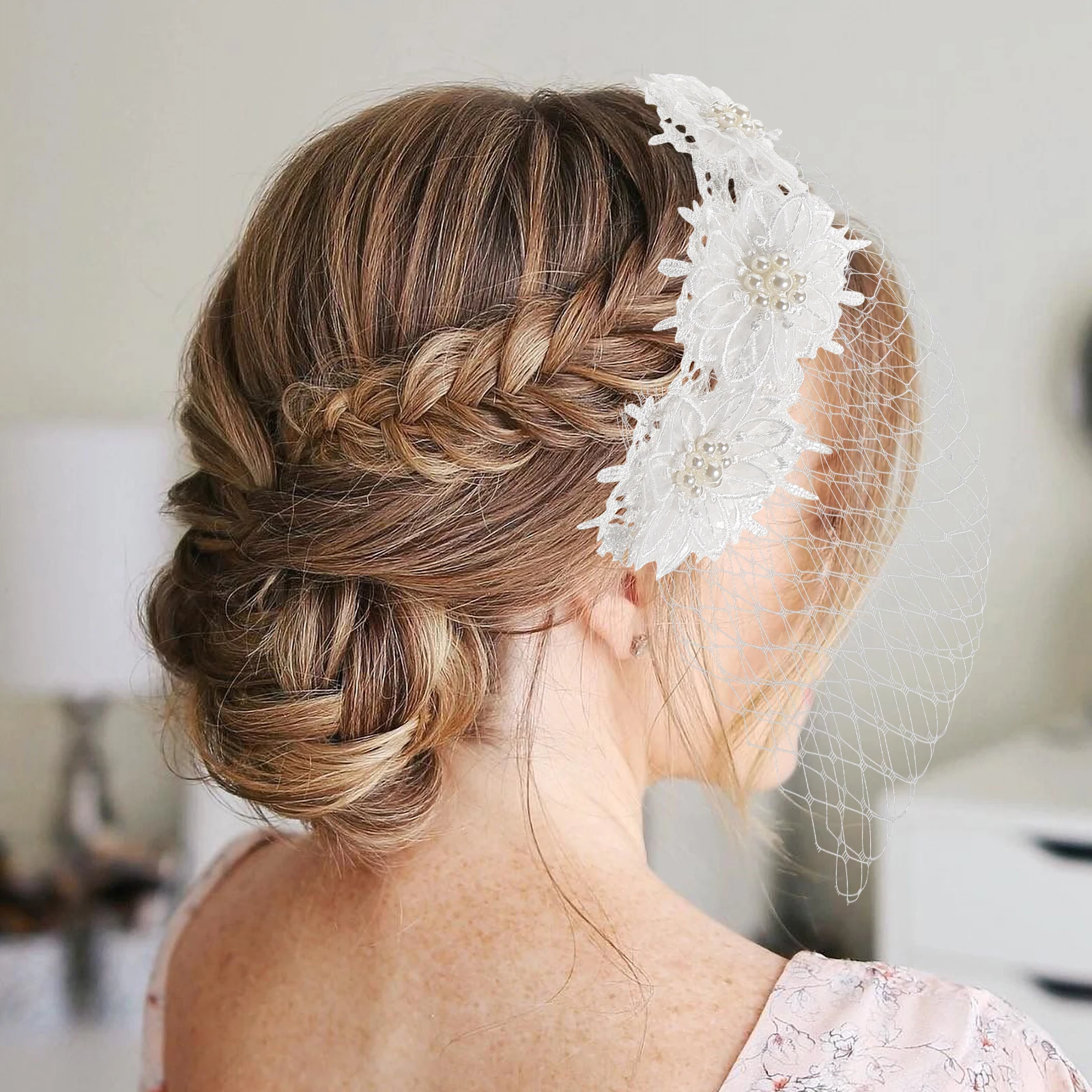 

Elegant Embroidered Wedding Veil Bridal Face Mesh Luxury Headband Fascinator Hat For Party Tea Retro Costume Veils Women