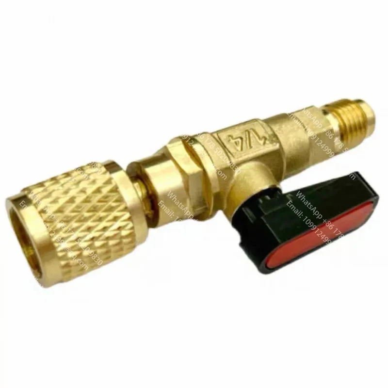 Válvula de bola de refrigerante para aire acondicionado, válvula de corte recta SAE de 1/4" para mangueras de carga R22 R410, refrigerante de CA