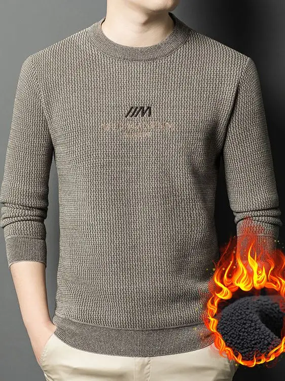 

Thiened Fce Мужской вязаный свитер со средним и высоким воротником Base irt Удобная верхняя одежда Faionable Urban Sle Long Sve Top