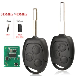 jingyuqin 3 Buttons Remote Key 315/433Mhz For Ford Focus Fiesta Fusion C-Max For Mondeo Galaxy C-Max S-Max With ID60 4D63 Chip