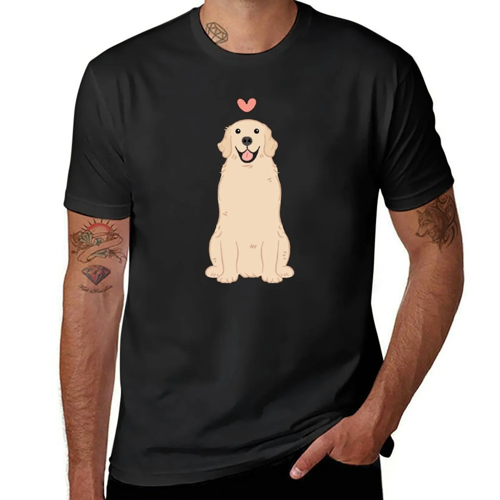 LOVE Light Golden Retriever T-Shirt Blouse anime clothes sweat animal prinfor boys black t shirts for men