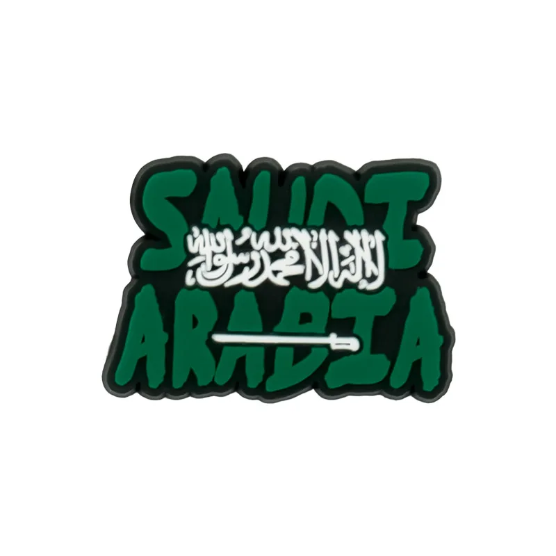 18 stücke Saudi-Arabien Oman VAE Katar Land Leben Stil Logo Pins Charms Silikon Armband Ornament Großhandel Bulk Drops hip Verkäufer