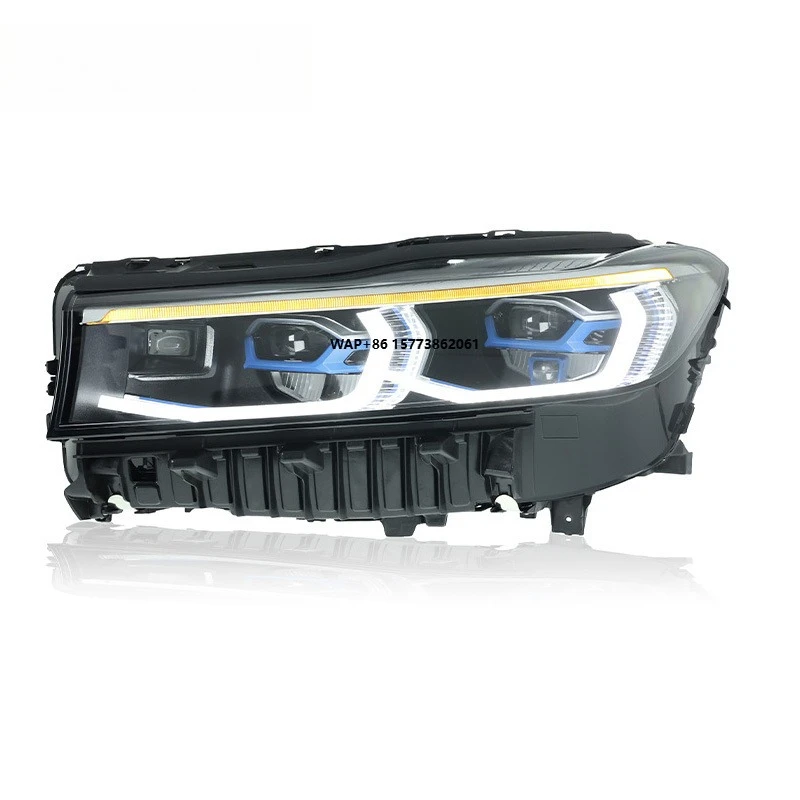 

1 Unit for 16-18 7 Series G12 Headlight Assembly Modification, Blue Frame LED Lens Daytime Running Light Steering