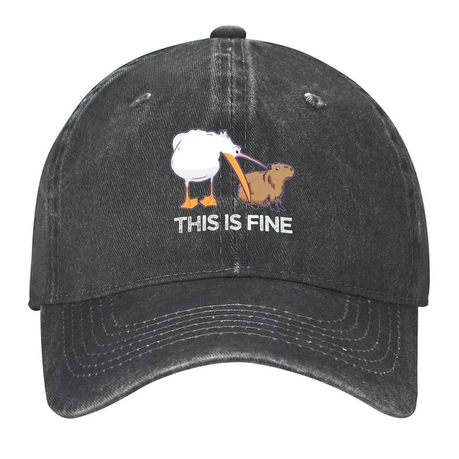 

This is fine Meme funny Capybara dog Pelican Joke Baseball Cap Sunhat |-F-| Mountaineering Women's 2025 Men's