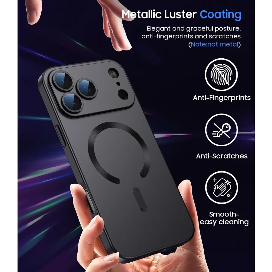 حافظة مغناطيسية لهاتف iPhone 17 Pro مع توافق MagSafe وواقي عدسة الكاميرا المدمج للحماية المحسنة Slim Lightwei