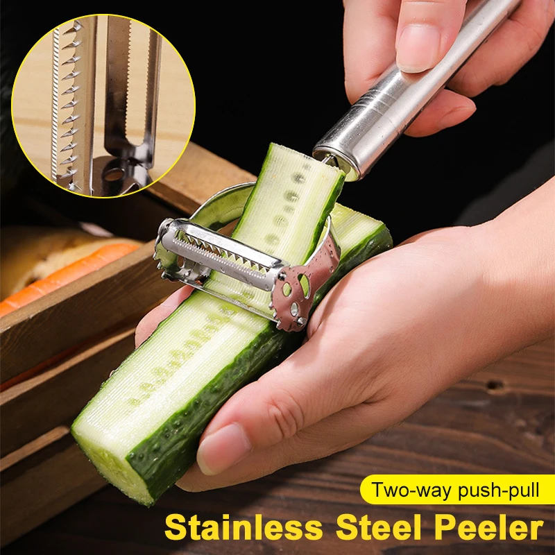 Stainless Steel Peeler Multifunction Grater Julienne Cucumber Peeler Double-Head Kitchen Vegetable Peeler Kitchen Supplies