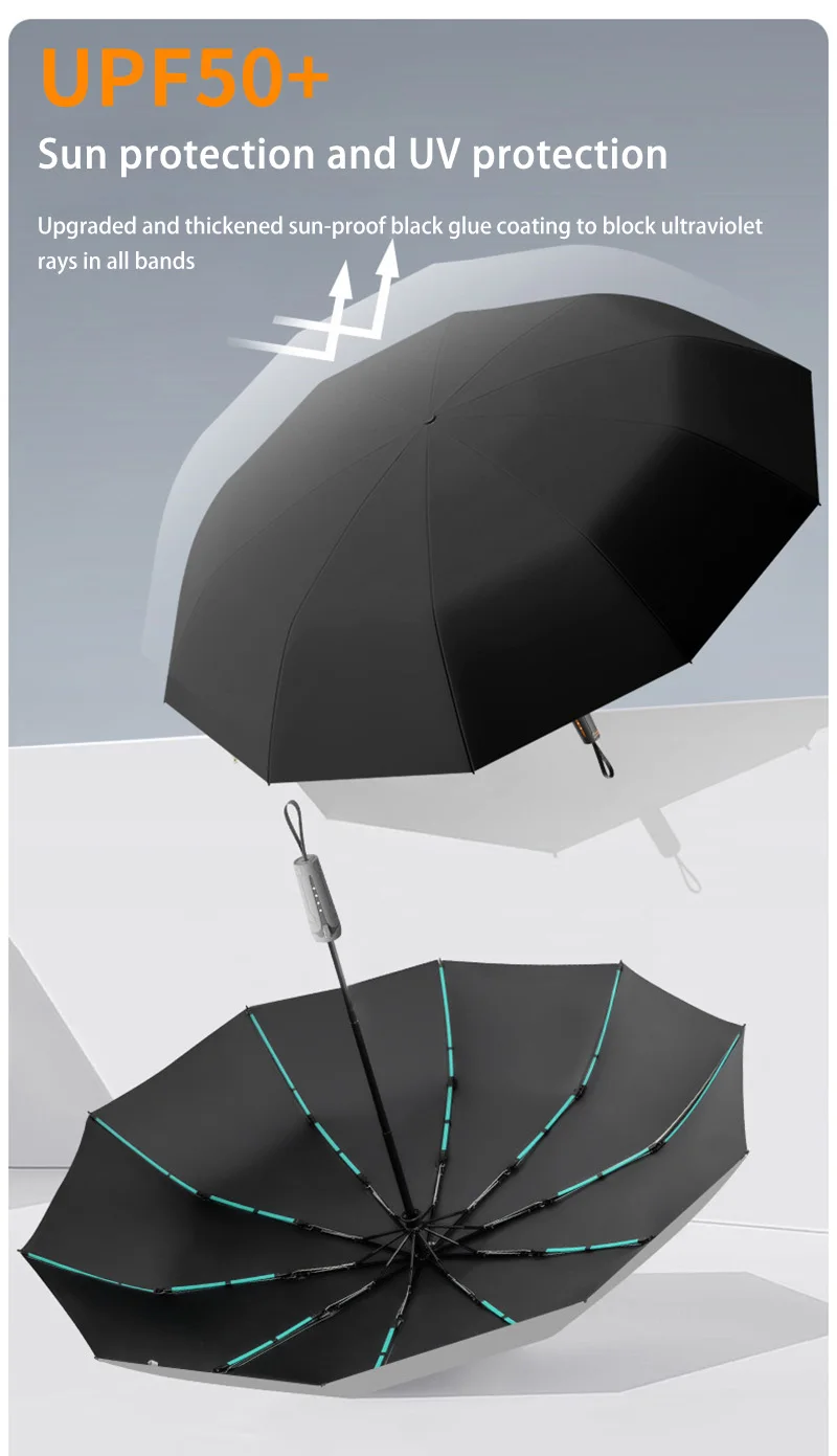 

Полностью автоматический зонт с высоким внешним видом и усиленным ветрозащитным и солнцезащитным складным зонтом от солнца для солнца и дождливого использованияNew