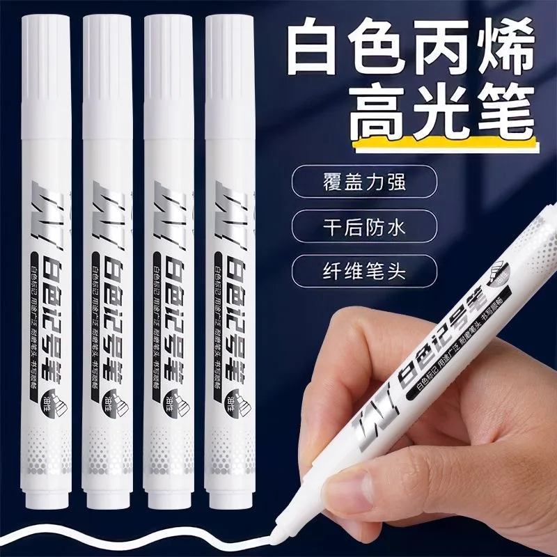 10/1pcs White Marker Pen Waterproof Oil Proof for Plastics Paper Signature Cardboard , Tires, Painting Metal Logistics, Factory