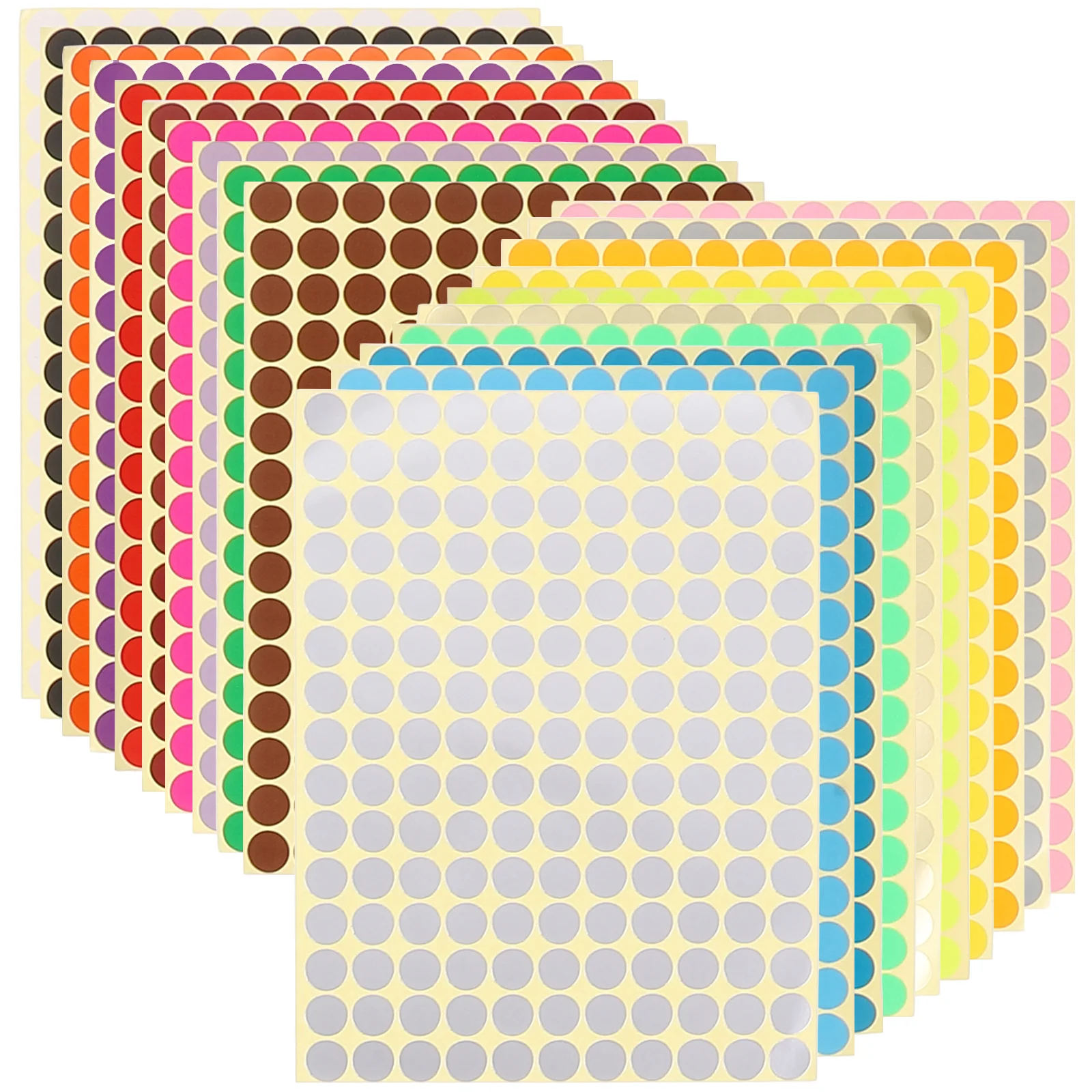 20 Sheets 10 Color Mixed Hair Circle Stickers Small Dots Coded Colored Sticky Labels