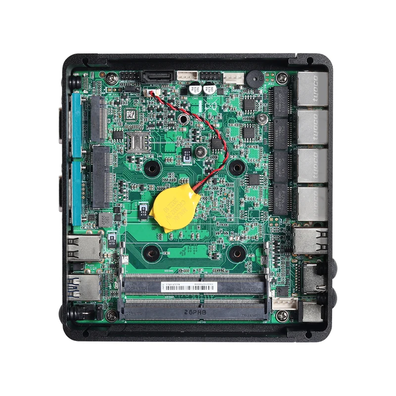 XCY PC industriale senza ventola Intel Celeron J6412 2x DB9 RS232/485 4x 2.5G Ethernet DDR4 M.2 NVMe SSD 6xUSB HDMI Slot SIM Mini-PCIe