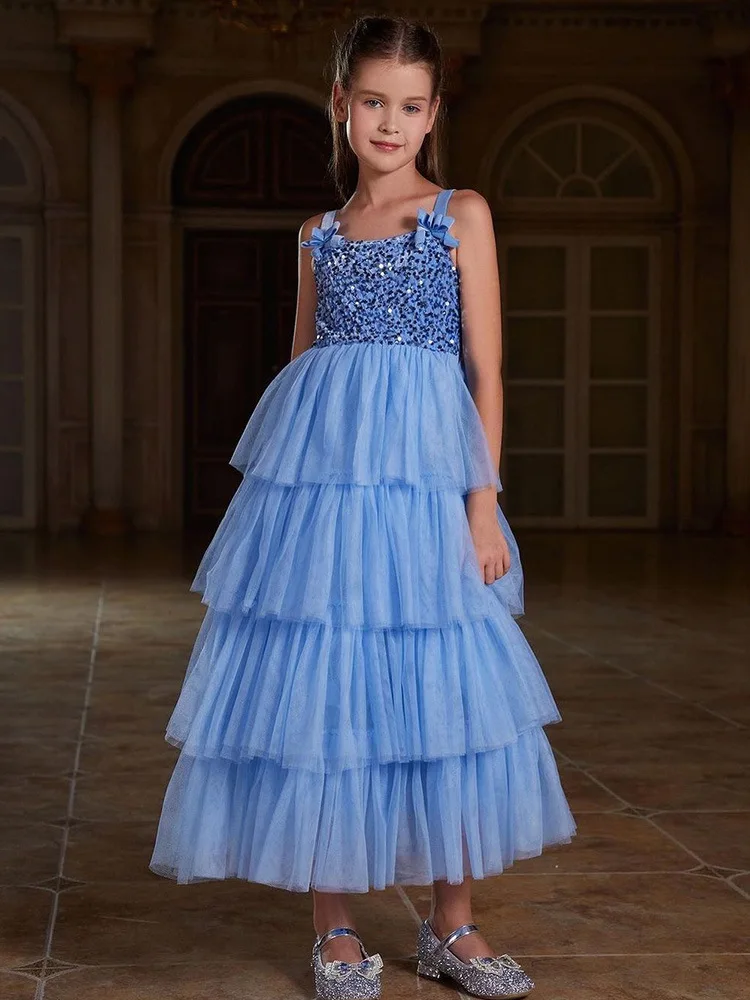 Vestido de princesa con un hombro para niña, ropa de noche para fiesta de boda, disfraz para niños de 3 a 12 años, 2024