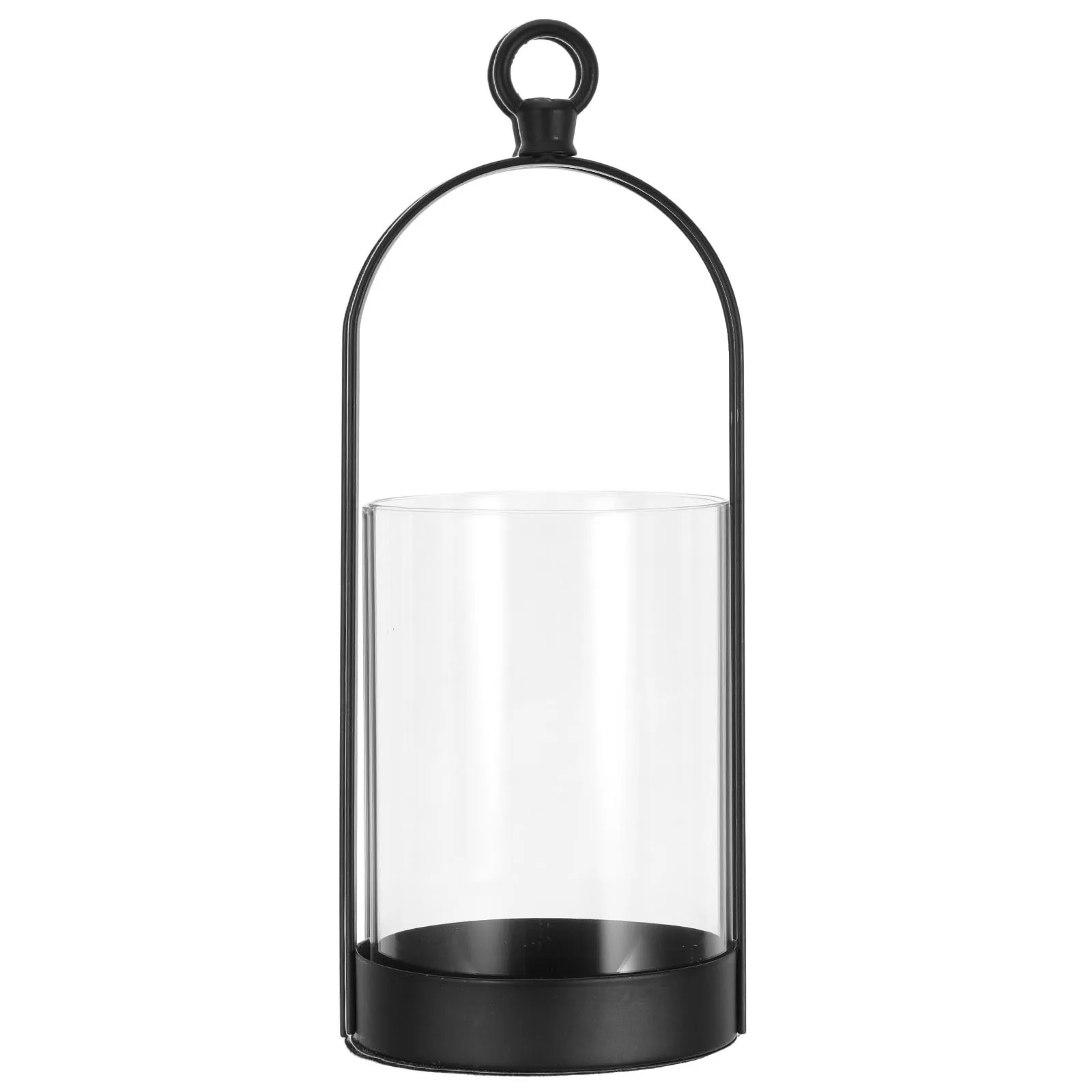 

Cast Iron Decorative Lantern 9 High 3.6 Wide Black Metal Hanging Lantern Glass Hurricane Holder Rustic Outdoor