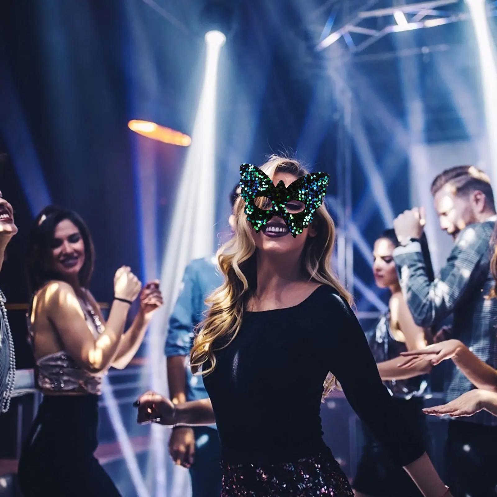 

Butterfly Sequin Venetian Masquerade Mask Half Face Women Halloween Cosplay Party Carnival Decoration Venetian Lady Mask