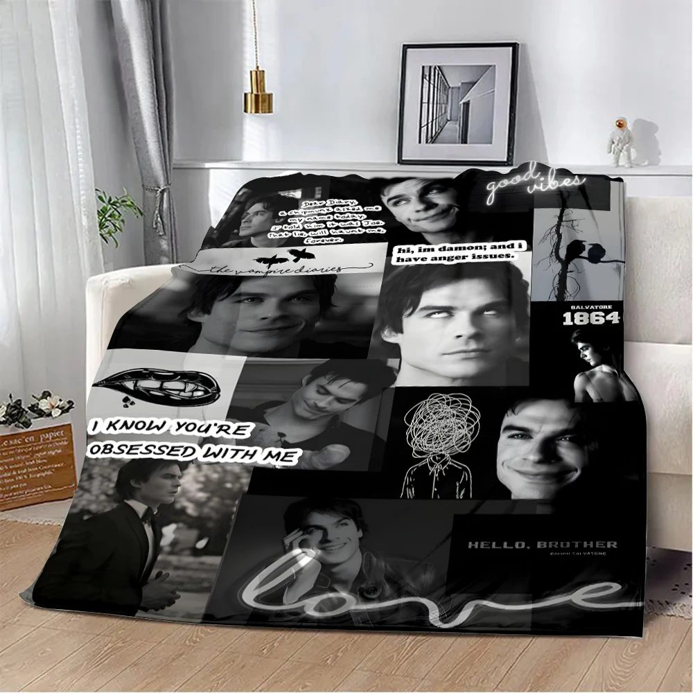 

Damon Salvatore The Vampire Diaries Printed Blanket Picnic Blankets Warm Blanket Soft and Comfortable Blanket Home Travel Gift