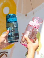 550ml/18.6oz Transparent Water Bottle With Scale Filter Plastic Water Cup Men Women Students Anti-fall Leakproof Drinking Bottle