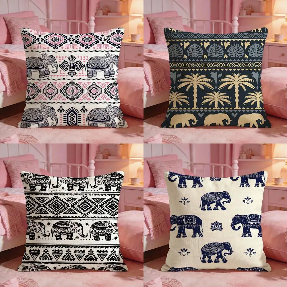 TribalElephantArt Cushion Cover Premium Comfort Reversible Pillow Cove -Two in One Design for Any Room & Car Interior