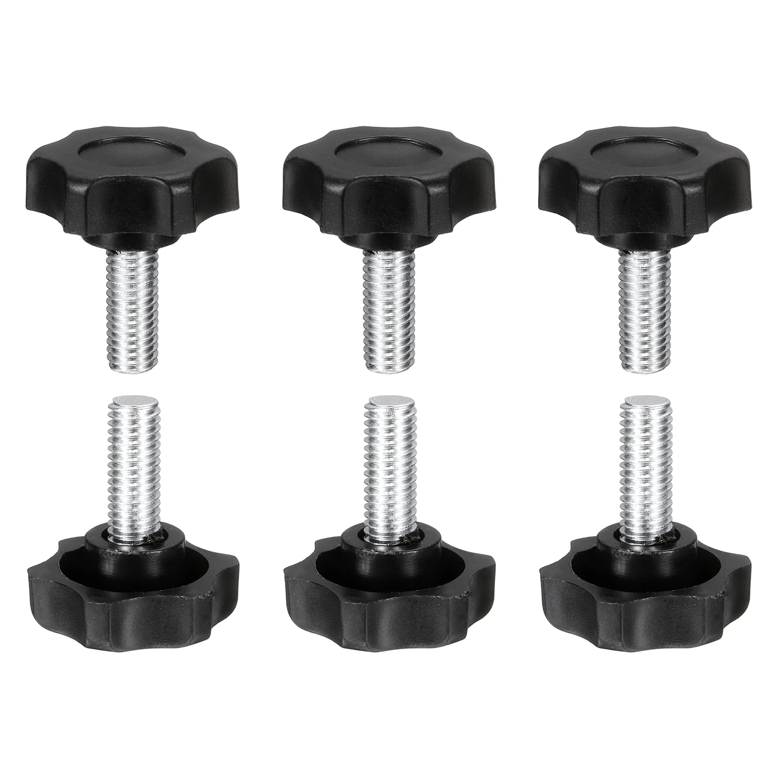 2/4/6Pc Star Knob Handles Male Thread Metric Carbon Steel Threaded Bolt Hand Tightening Clamping Screw for Woodworking Jig M6 M8