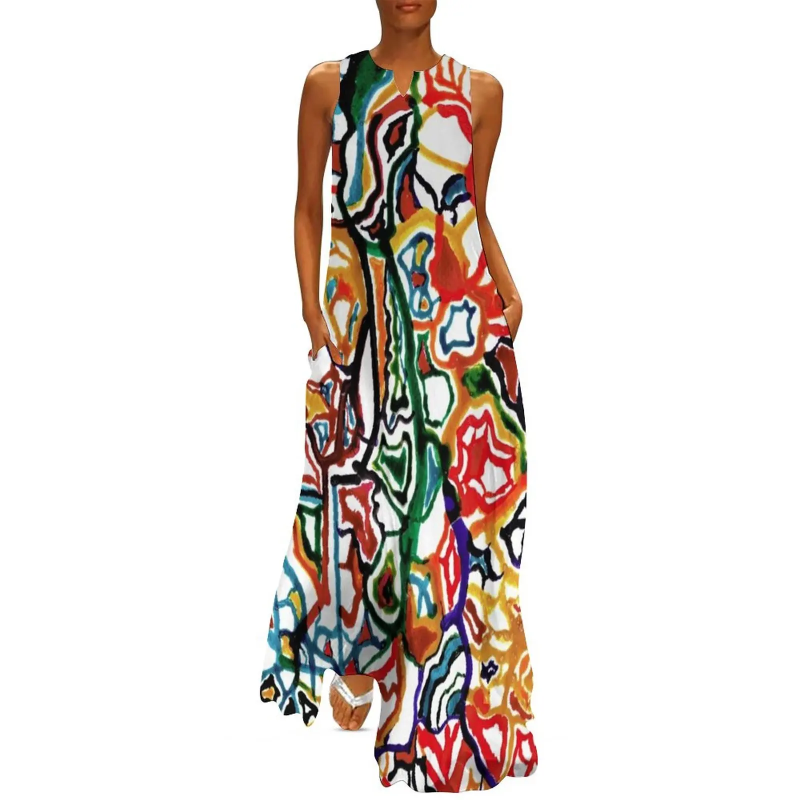 

Fantasy, relaxation, design, multicolored, BebiCervin, ink Long Dress summer dress for women 2025 Casual dresses Dresses gala