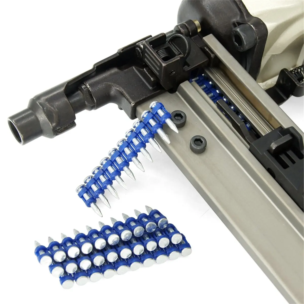 DT38 19mm Plastic Collated Concrete Pins, 1000PCS Box, Galvanized Blue Concrete Nails for Cordless Concrete