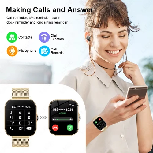 Imagen 2 del producto KESHUYOU 2025 reloj inteligente pantalla HD de 2,01 pulgadas respuesta hacer llamadas mensaje preservación modos deportivos DIY Dial pronóstico del tiempo hombres mujeres