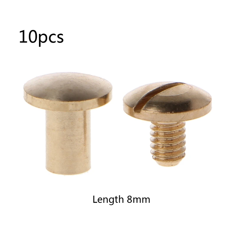 10 Pairs Metal Chicago Screw Post Leather Screw Nail Rivet Button Solid Belt Tack Screw for DIY Leather Decoration