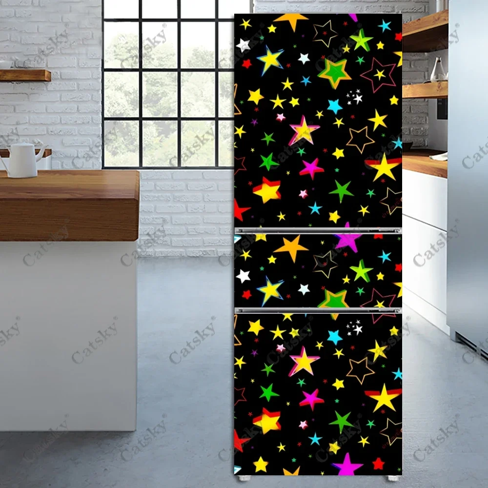 Star colorful five-pointed star Refrigerator Stickers Home Decor Kitchen Murals Wall Stickers Vinyl Self-Adhesive Party Stickers