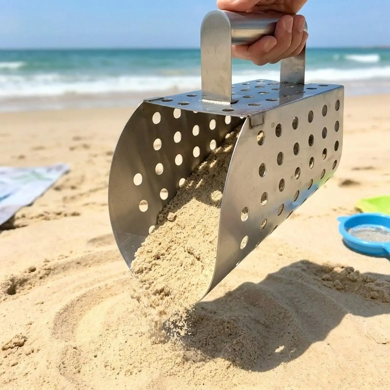 Stainless Steel Detector Shovel Sand Sifter Scoop Sand Shovel Sifter for Adults Kids