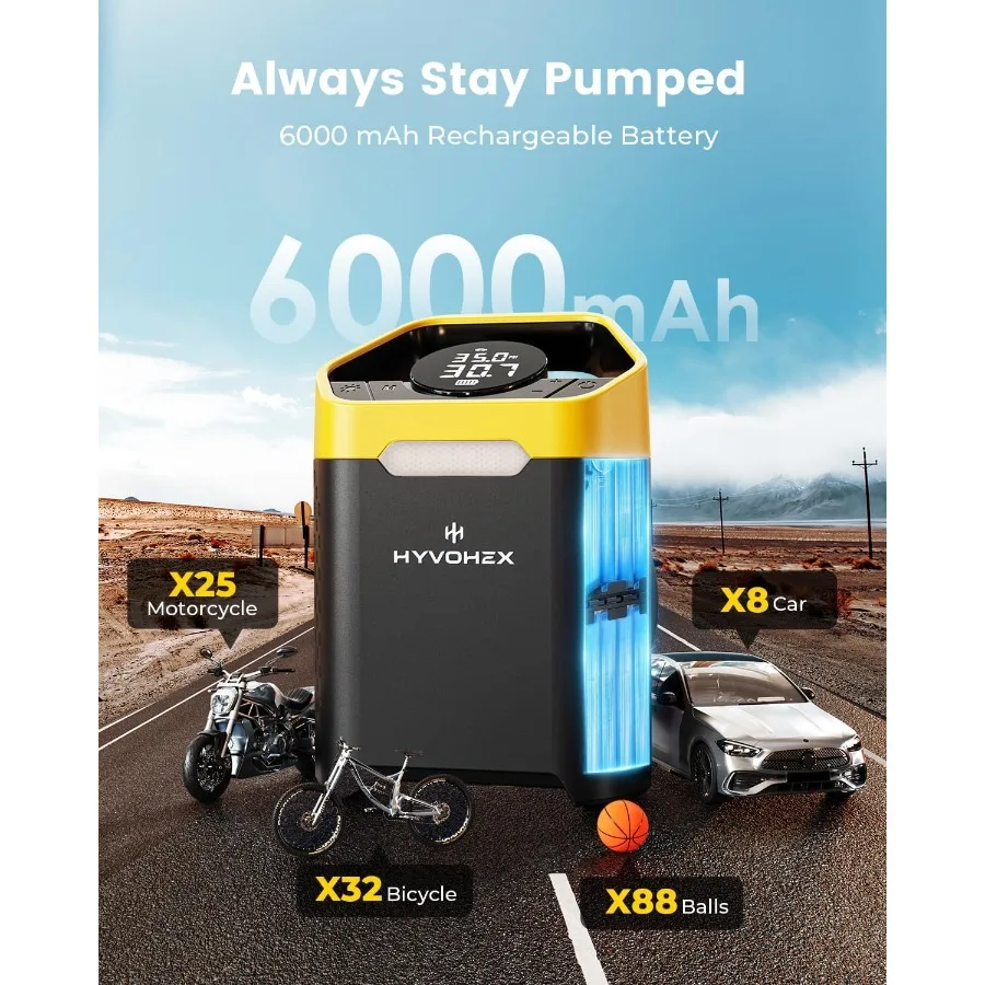 ضاغط هواء محمول عالي التحمل بقوة 160 رطل لكل بوصة مربعة لتضخم الإطارات السريع في مضخة هواء كهربائية لاسلكية لمدة دقيقة واحدة مع Pr رقمي #3