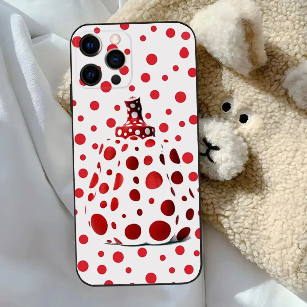 Japan K-Kusama Yayoi Art  Phone Case For Apple iPhone 15,14,13,12,11,Pro,X,XS,Max,XR,Plus,Mini Soft Black Cover