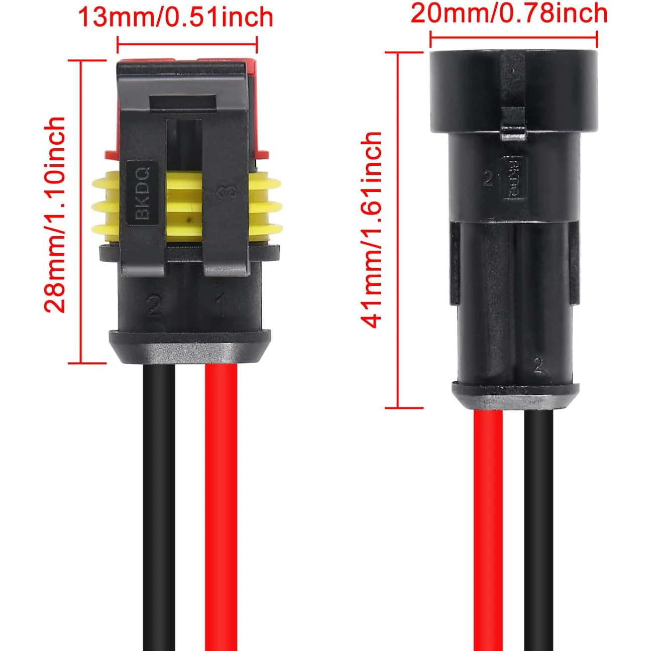 10 Pack 2 Pin Wire Connector 16 AWG Waterproof Automotive Electrical Connectors Deutsch Connector Male and Female Wire Connector