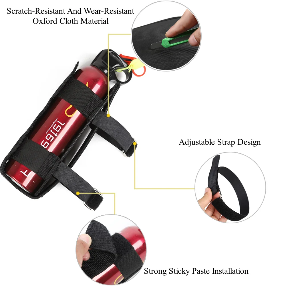 Car Roll Bar Fire Extinguisher Holder Bandage Organizer Belt Mount Strap for Jeep Wrangler TJ JK JL JT 4XE 1997-2024 Accessories