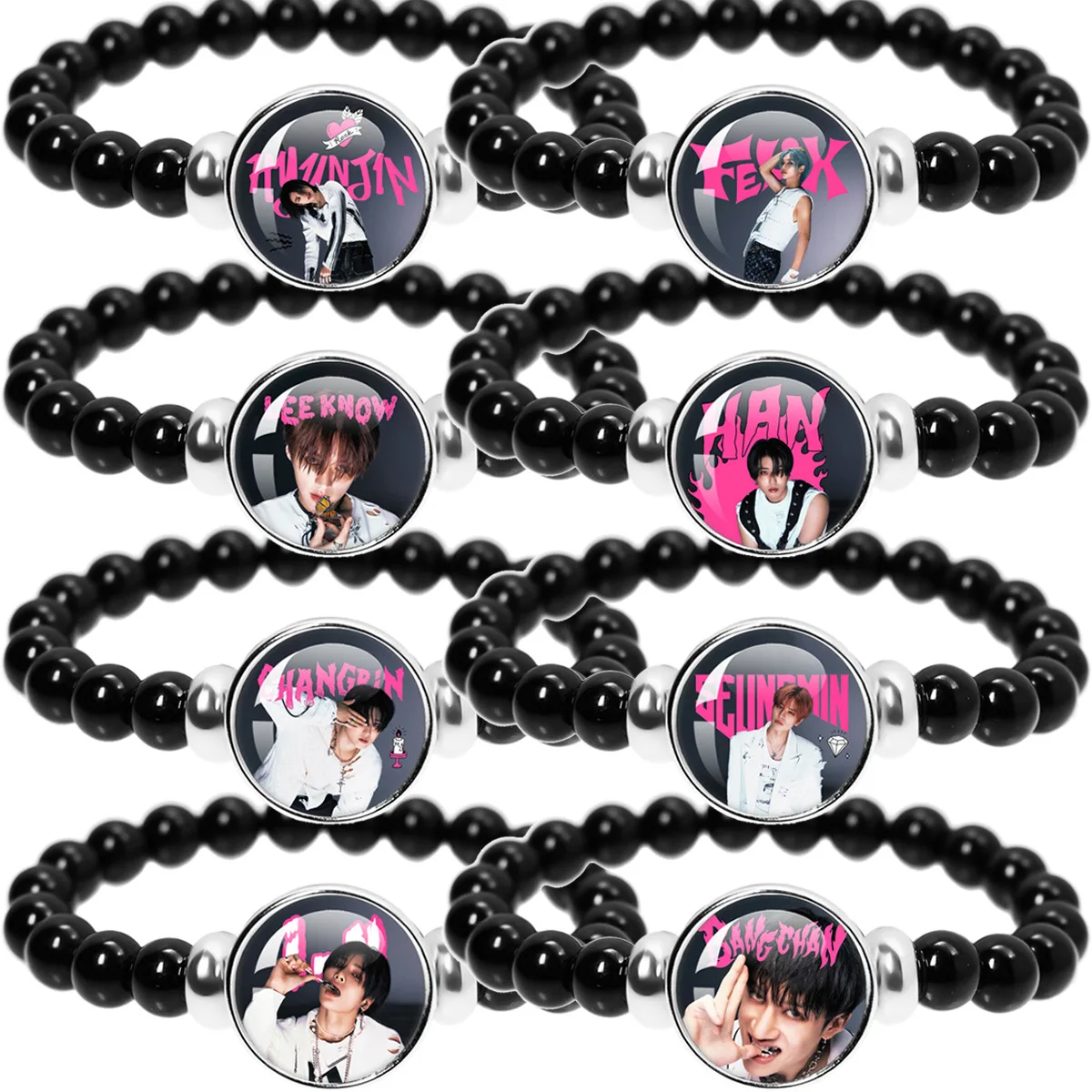 

НОВЫЙ браслет Stray Kids Star из стеклянных бусин, браслет SKZOO с бусинами, подарок для фанатов, браслет с фото Феликса и Банг Чана, модный браслет