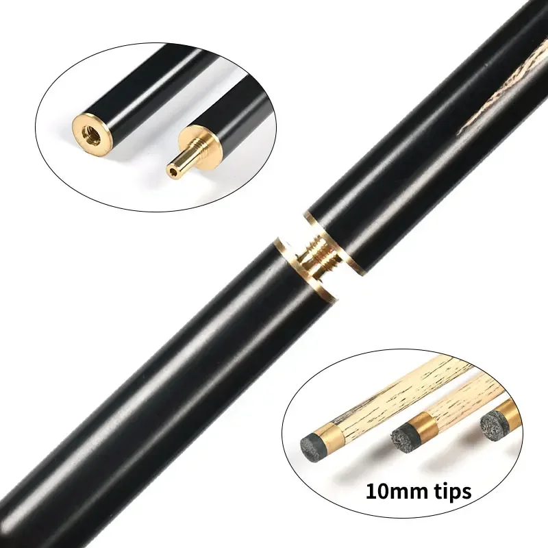 Professional 57-Inch 3/4 Section Snooker Cue Stick with 10mm Skill Pool Accessories Ash Wood and Carbon Fiber Butt Sleeve