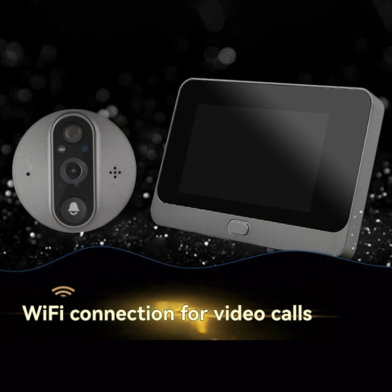 PORK-Tuya Wifi Smart Cat Eye Doorbell Monitoring กล้อง 3MP 140 °   ผู้สังเกตตาแมวอิเล็กทรอนิกส์มุมกว้าง