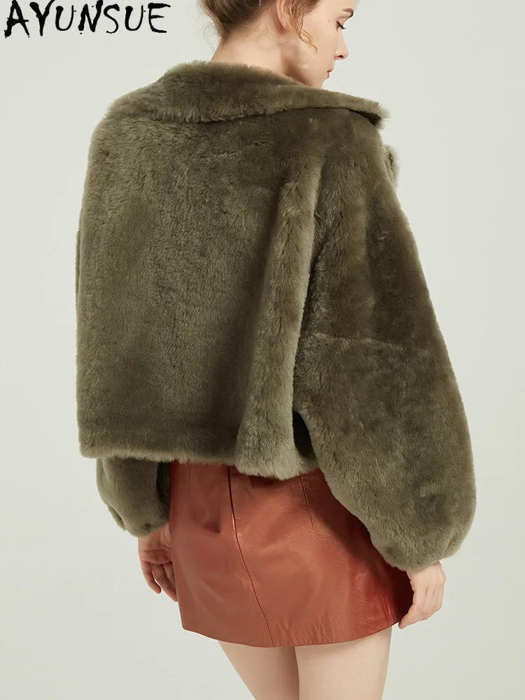 AYUNSUE Natural Sheepskin Fur Coat Women Real Leather Jacket Winter Jackets 2025 Luxury Clothing Female Short Style Шуба Женская