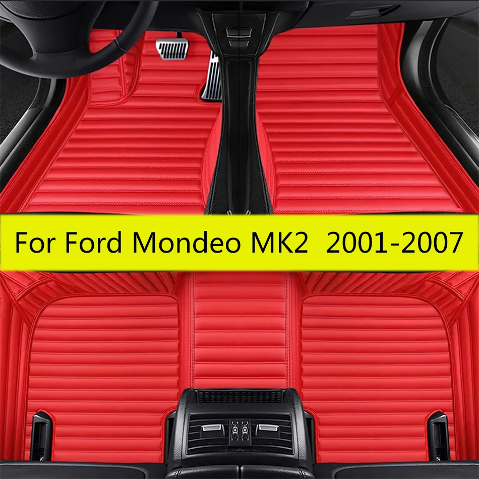 Car Floor Mats Fit Ford Mondeo MK2 2001 2002 2003 2004 2005 2006 2007 Auto Full Set Leather Carpet Pads Vehicle Matts Foot Rugs