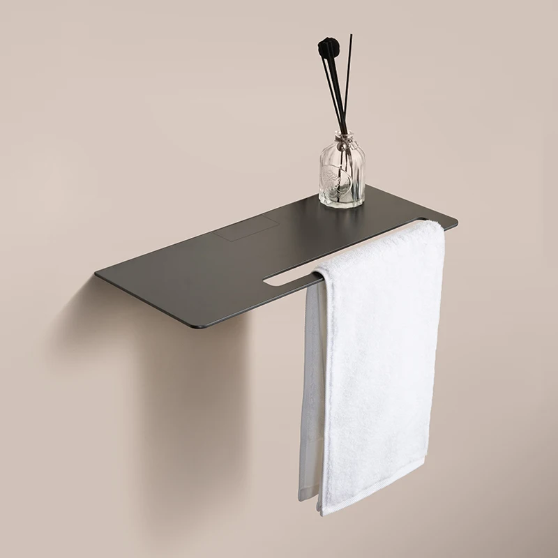 Space Aluminum Wide Towel Rack Rounded Edge Bathroom Shelf  Minimalist Wall-Mounted Towel Bar Sturdy Toilet Storage Rack