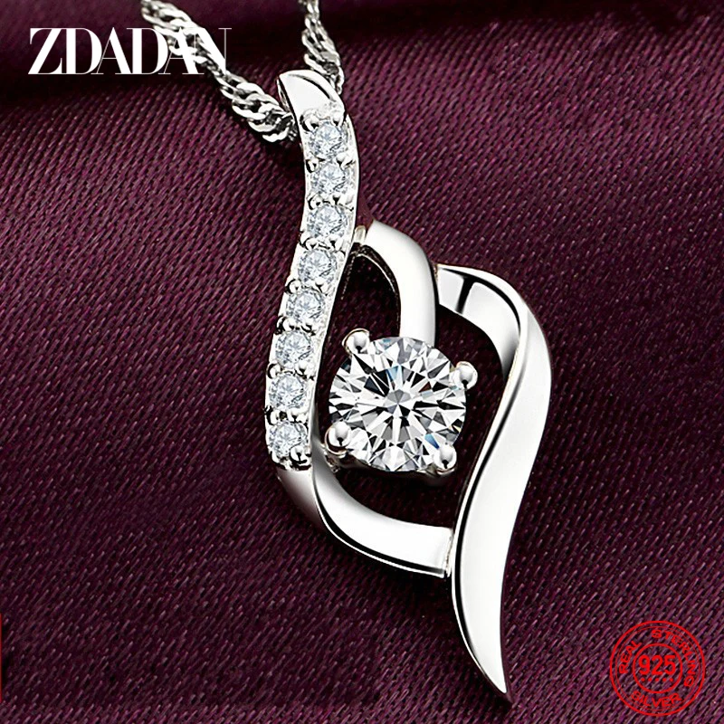ZDADAN-collar de amatista de corazón de Plata de Ley 925 para mujer, joyería de boda de moda