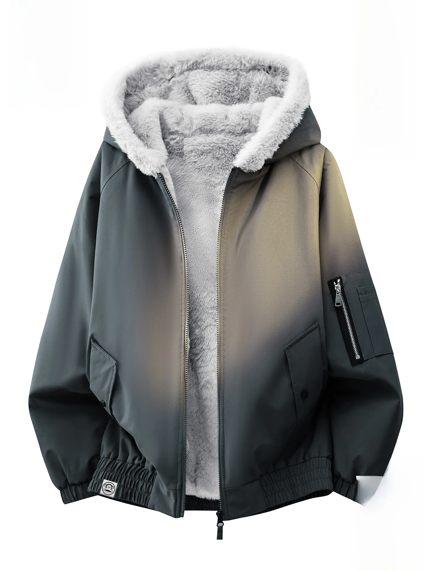 

PaulFrank Thiened Fce Lined Casual Men's Cotton Jaet Winter Warm Leisure Monkey Mouth Coat Polyester Fiber Zipper Closure