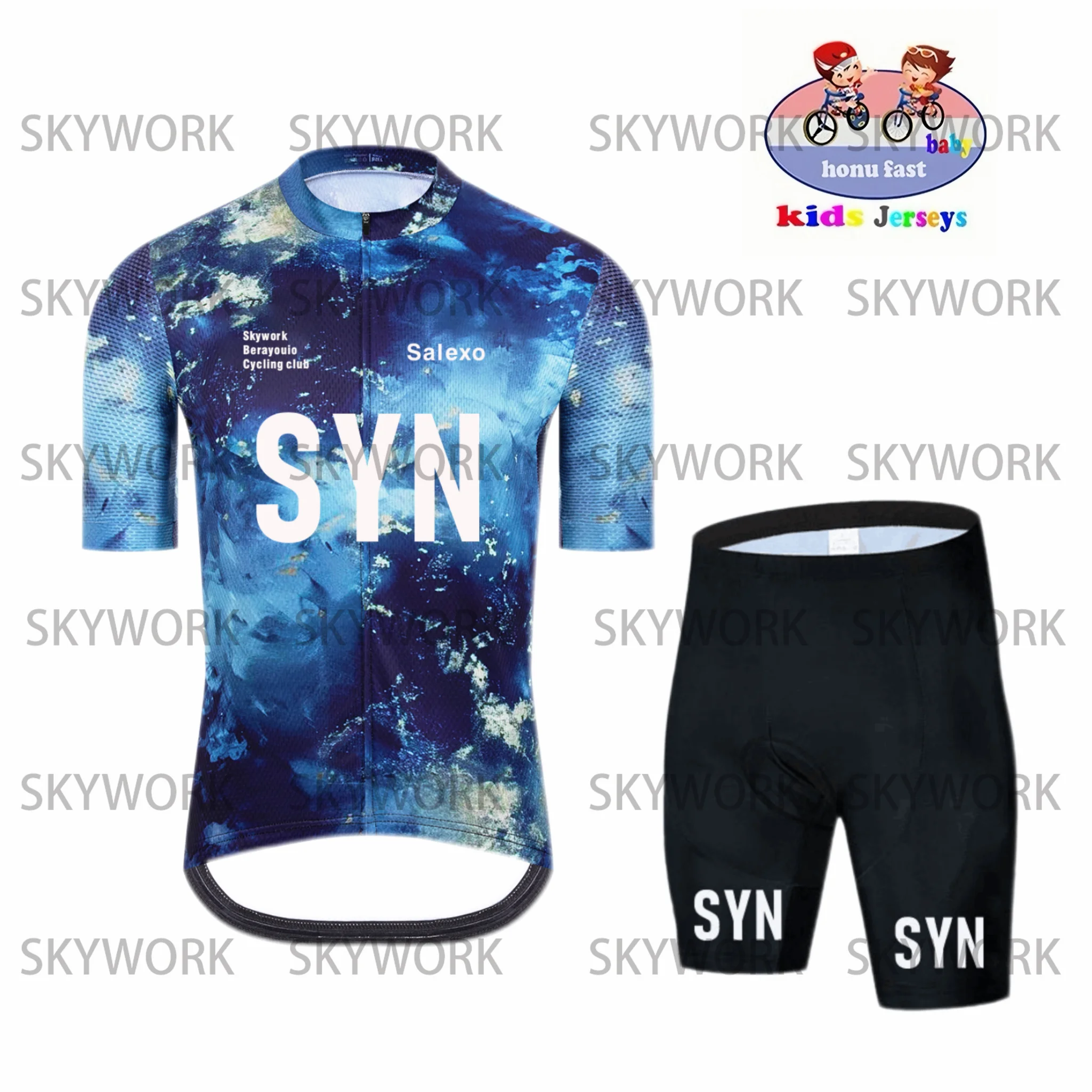 

Детский комплект дышащего трикотажа для велоспорта SYN Team, одежда для велоспорта для мальчиков и девочек, детская рубашка для шоссейного велосипеда, костюм MTB, нагрудник, Ropa Maillot