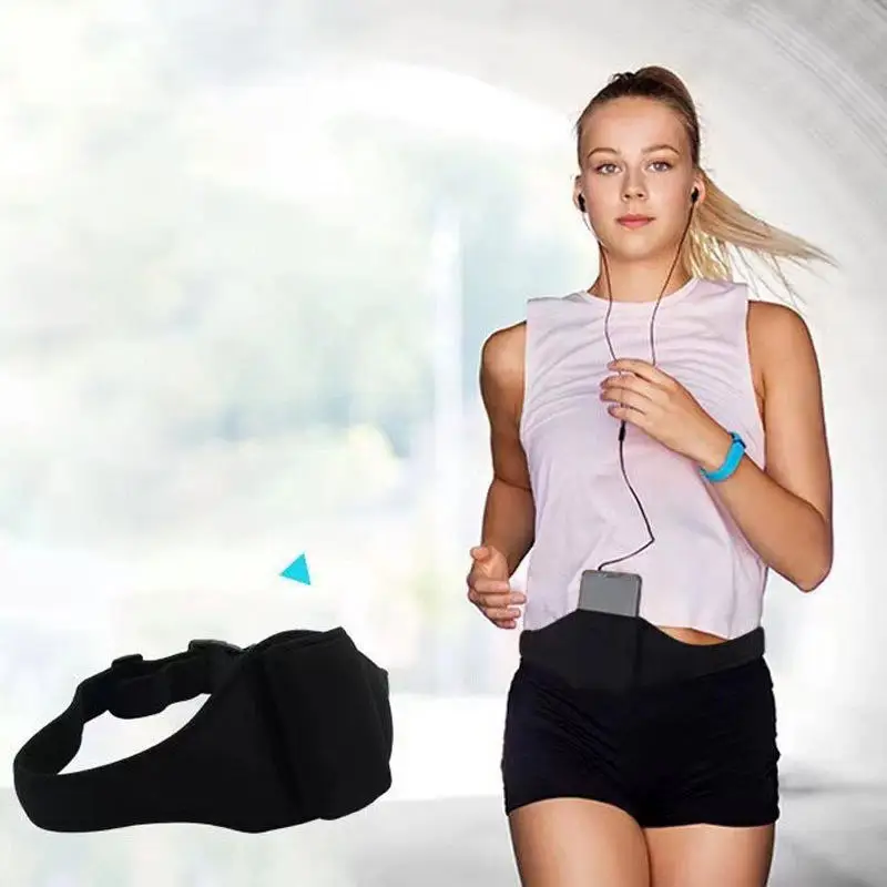 Black Adjustable Fitness Waist Belt Mic Pack For Running Bag Microphone Holder Fanny Pack Tune Sport Belt Neoprene Durable