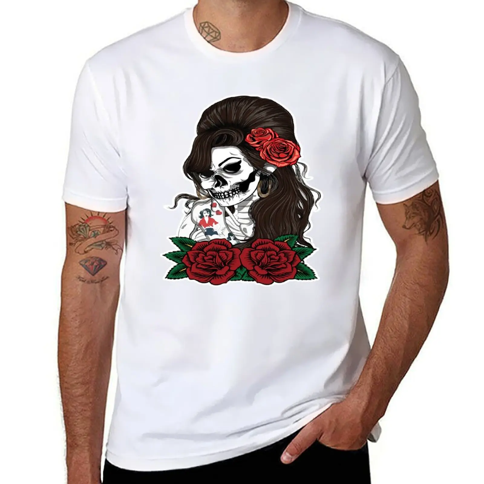 Amy Winehouse Skull Unique T-Shirt shirts graphic tee Short sleeve tee kawaii clothes funny t shirts men