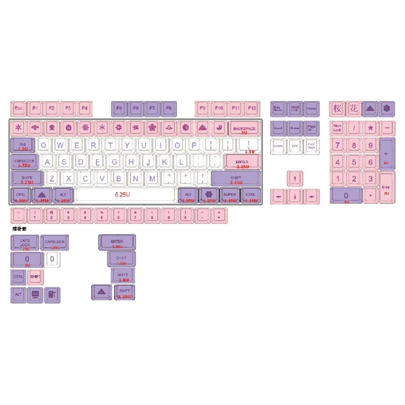 

Механическая клавиатура Keycap Hana Theme XDA 134Keys Dye Sub KeyCap для Cherry MX 61/87/104/108