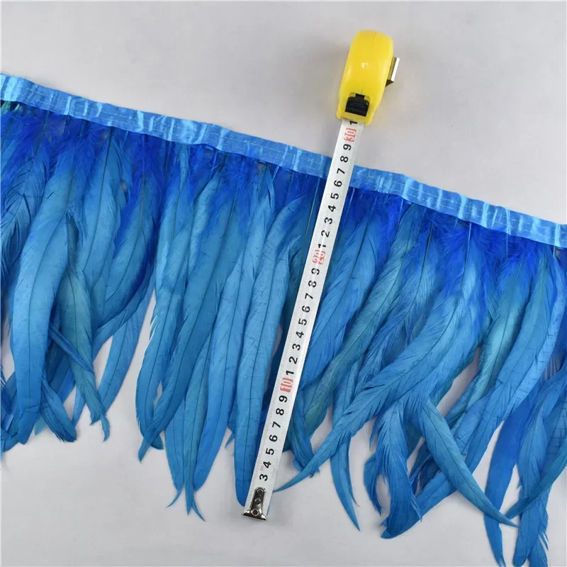 1 Meter bunte Hahnenfedern auf Band, Federnband für Kleider, DIY-Fransen, Nähdekoration, Kleidung, Handwerkszubehör – Detail 9
